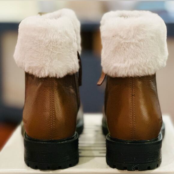 Cougar Kendal Cognac Weatherproof Leather Boots with White Fur Cuff. Size 10 NIB - Picture 5 of 13